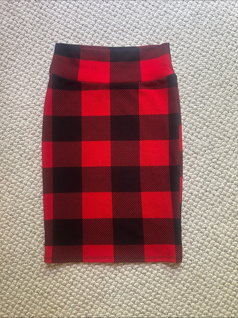 LuLaRoe Red and Black Buffalo Plaid Pencil Skirt